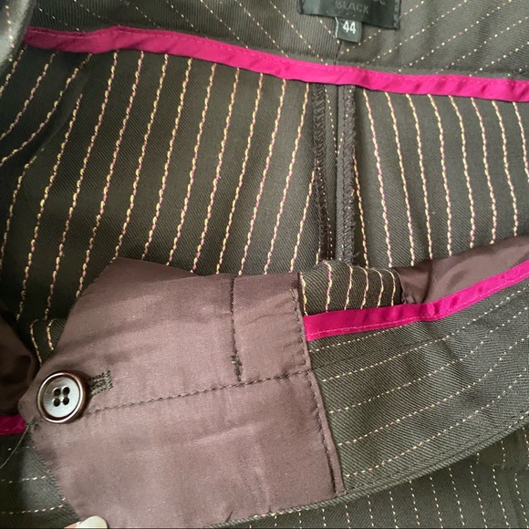 PAUL SMITH BLACK LABEL Brown Wool Striped Full Length Trousers - Picture 5 of 10